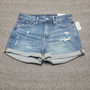 Old Navy Womens Shorts‎ 6 Blue Cuffed Hem OG Straight Beach Party Hot Mom Denim